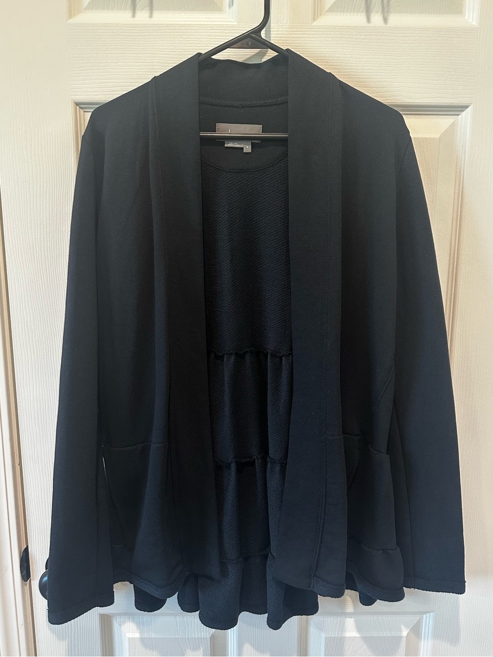 Anthropologie Black Open Front Layered Cardigan